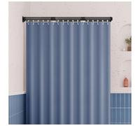 Cortina de Ducha Plegable Impermeable, Color Azul sólido, con Peso e instalación sin Perforaciones, Ideal para una instalación Sencilla y una decoración Moderna.