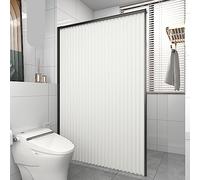 Cortina de ducha plegable invisible, juego de cortina de ducha, juego de cortina de ducha con diseño de doble polea, cortina de ducha en 3 colores, adecuada para cuartos de baño ( Color : Black frame