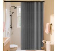 Cortina de ducha plegable magnética impermeable, tela resistente al moho con ganchos, color gris, 78,7 x 180,3 cm, ideal para baño, resistente, 230 g/m², fácil de instalar