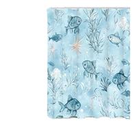 Cortina de Ducha Precioso patrón de Peces Cortina baño Ducha Impermeable con 12 Ganchos decoración del hogar(W150xH180cm)