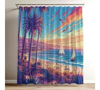 Cortina de Ducha Puesta De Sol Cortina Ducha Mar Impermeable Estampada Tejido de Poliéster Cortinas de Baño 100x120 cm con 12 Ganchos, Lavable Shower Curtain para Bañera Baño Familia Hoteles Wy-281