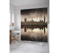 Cortina de Ducha Reflexiones de la ciudad de Londres,Cortinas de Baño Antimoho Impermeable Lavable,Con 6 Ganchos,cortina de duchas Decorativa de Moderno,Dobladillo con Peso para Ducha y Baño,90x180 cm