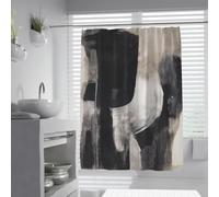 Cortina de Ducha Retro de Mediados de Siglo Expresionismo Abstracto Cortinas de Ducha con Ganchos Lavables en máquina Decoración de baño de Secado rápido Negra y Gris 120 x 180 cm