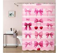 Cortina de Ducha Rosa Cortina Baño Antimoho 165x180 cm Impermeable y Lavables Tela Poliester Secado Rápido Shower Curtain con Ganchos y Dobladillo Ponderado para Hotel, Cuartos de Baño, A rayas 6H-120