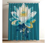 Cortina de Ducha Sencillo Cortina Ducha Loto Impermeable Estampada Tejido de Poliéster Cortinas de Baño 100x120 cm con 12 Ganchos, Lavable Shower Curtain para Bañera Familia Hoteles Dormitorio Wy-128