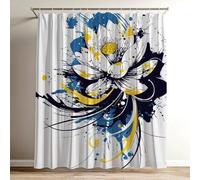Cortina de Ducha Sencillo Cortina Ducha Loto Impermeable Estampada Tejido de Poliéster Cortinas de Baño 200x200 cm con 12 Ganchos, Lavable Shower Curtain para Bañera Familia Hoteles Dormitorio Wy-91
