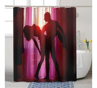 Cortina de ducha sexy para parejas con ganchos, silueta secreta, hombre desnudo, mujer, pasión, moderna, de poliéster, color morado, decorativa, impermeable, para escuela, invitados, baño, cortina de