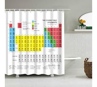 Cortina de Ducha Tabla Periodica Los Elementos Cortinas de Baño Poliester Antibacteriano Cortina Ducha Lavable Cortinas Baño Cortina Bañera Impermeable Cortina baño Antimoho con 12 Ganchos 200x200cm