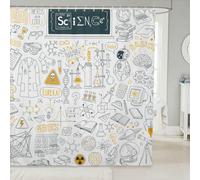 Cortina de Ducha Tema Científico 120x180 Cortina Ducha Antimoho 3D Experimento Científico Cortinas de Baño Tela Impermeable Poliester Secado Rápido Lavable Shower Curtain con 8 Ganchos M-228