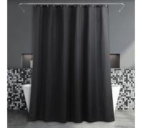 Cortina de Ducha Textil Negra Cortina de baño: Tela de Lino antimoho Lavable Impermeable poliéster Cortina de Ducha bañera - Hotel Lujo Simple Elegante Cortina de Ducha Decorativa - 183 x 183 cm