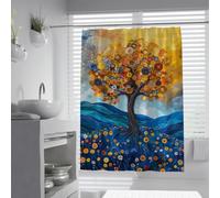Cortina de Ducha Tree of Life 240x180 Fantasy Plant Aesthetics Accesorios de baño Arte Decoración del hogar Boho Blue Hills Bohemi Bohemi Flor Bohemia Tela Suave Cortinas de baño