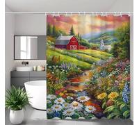 Cortina de Ducha Verano Cortina Ducha 130x200 cm con 12 Ganchos y Dobladillo Ponderado, Antimoho, Tela Impermeable Poliéster, Shower Curtain Lavable con Agua para Baño o Bañera, Escénico 2Y#279