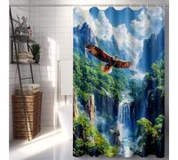 Cortina de Ducha Verde Cortina Ducha 180 x 240 cm, Cortinas de Baño Selva Cortinas Baño Poliester Lavable con 12 Anillas, Impermeable Shower Curtain Dobladillo Ponderado, Familia, Bañera -lsy2507R5