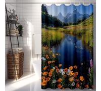 Cortina de Ducha Verde Cortina Ducha 180x240 cm, Cortinas de Baño Selva Cortinas Baño Poliester Lavable con 12 Anillas, Impermeable Shower Curtain Dobladillo Ponderado para Familia, Bañera -lsy2507V7