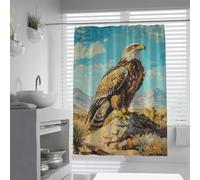 Cortina de Ducha Vintage Eagle Ave de Presa Ave de Presa del Desierto Cactus Cielo Azul montaña Cortinas de baño Decoración de baño con temática Natural Lavable W240xL180 cm