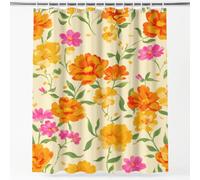 Cortina de ducha vintage Vitality, nórdica, alegre, verano, elegante, plantas, flores, lavable con ganchos, tela higiénica, cortinas de ducha para baño, bañera, apartamento, decoración, 180 H x 150 cm