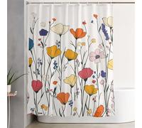 Cortina de Ducha Vistoso Cortina Baño 160x200 cm con Ganchos y Dobladillo Ponderado, Flor Shower Curtain Tejido Impermeable Antimoho, Lavable a Máquina y de Secado Rápido para Baño, Bañera 3Y-463