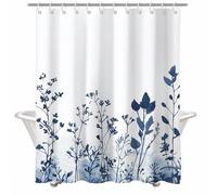 Cortina de Ducha White Cortina Ducha 150x180 cm con 12 Ganchos y Dobladillo Ponderado, Antimoho, Tela Impermeable Poliéster, Shower Curtain Lavable con Agua para Baño o Bañera, Marina de guerra 2Y#212