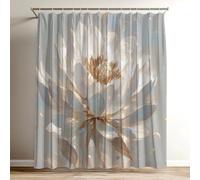 Cortina de Ducha White Cortina Ducha Flor Impermeable Estampada Tejido de Poliéster Cortinas de Baño 100x120 cm con 12 Ganchos,Lavable Shower Curtain para Bañera Baño Familia Hoteles Dormitorio Wy-260