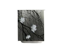 Cortina De Ducha White Flowers On Branches Design Waterproof Shower Curtain Heat Machine Washable Non-Transparent 180x180cm(90X180cm)