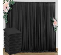 Cortina de fondo negra sin arrugas de 10 pies x 40 pies para fiestas, 8 paneles de poliéster negro para graduación, cumpleaños, boda, fiesta, escenario, cortinas de fondo grueso a granel