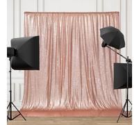 Cortina de fotograf?a con lentejuelas de oro rosa de PartyDelight para eventos especiales, fiestas, 1,83 m x 1,83 m