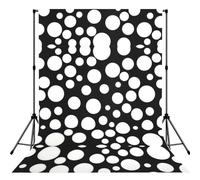 Cortina de fotografía con estampado de lunares blancos y negros, fondo de poliéster plegable, bolsillo para barra fácil de colgar, accesorio de estudio