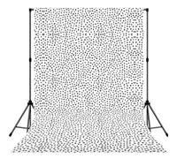 Cortina de fotografía con estampado de puntos blancos y negros, fondo de poliéster plegable, fácil de colgar, bolsillo para barra de estudio
