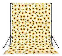 Cortina de fotografía impresa con patrón de girasol, fondo de poliéster plegable, bolsillo para barra fácil de colgar, accesorio de estudio