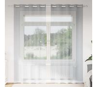 Cortina de gasa, 2 unidades, color gris oscuro, 225 x 140 cm, poliéster | Lavable a máquina, sistema de apertura manual, montaje exterior, amortiguador de luz, multiusos