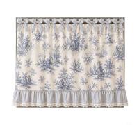 Cortina de horno de estilo rústico de 77,5 cm con ribete de encaje floral | Tela de poliéster, 9 lazos de cinta, se adapta a la mayoría de asas, 77,5 x 55 cm, lavado manual, decoración rústica de