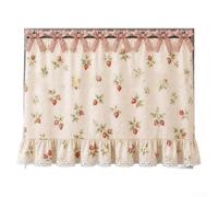 Cortina de horno de estilo rústico de 77,5 cm con ribete de encaje floral | Tela de poliéster, 9 lazos de cinta, se adapta a la mayoría de asas, 30.5 x 21.65 pulgadas, lavado manual