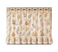 Cortina de horno de estilo rústico de 77,5 cm con ribete de encaje floral | Tela de poliéster, 9 lazos de cinta, se adapta a la mayoría de asas, 30.5 x 21.65 pulgadas, lavado manual