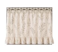 Cortina de horno de estilo rústico de 77,5 cm con ribete de encaje floral | Tela de poliéster, 9 lazos de cinta, se adapta a la mayoría de asas, 77,5 x 55 cm, lavado manual, decoración rústica de
