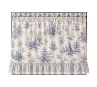 Cortina de horno de estilo rústico de 77,5 cm con ribete de encaje floral | Tela de poliéster, 9 lazos de cinta, se adapta a la mayoría de asas, 30.5 x 21.65 pulgadas, lavado manual