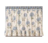 Cortina de horno de estilo rústico de 77,5 cm con ribete de encaje floral | Tela de poliéster, 9 lazos de cinta, se adapta a la mayoría de asas, 77,5 x 55 cm, lavado manual, decoración rústica de