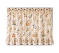 Cortina de horno de estilo rústico de 77,5 cm con ribete de encaje floral | Tela de poliéster, 9 lazos de cinta, se adapta a la mayoría de asas, 77,5 x 55 cm, lavado manual, decoración rústica de