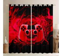 Cortina de Juegos de Juegos, Sala de Juegos, Cortinas de para niños, Videojuegos, Gamepad, Aislamiento térmico, Cortinas para Ventana, Consola de Juegos, Controlador, Cortina roja W46*L54
