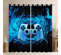 Cortina de Juegos de Juegos, Sala de Juegos, Cortinas de para niños, Videojuegos, Gamepad con Aislamiento térmico, Cortinas para Ventana, Consola controladora de Juegos, Color Azul W46*L54