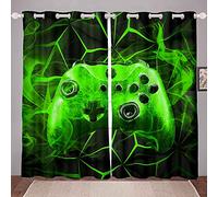 Cortina de Juegos para niños Gamer Video Juegos Cortina Set para Niños Moderno Juego Controlador de Tela Cortina Verde Gamer Consola Cortinas W46* L72