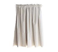 Cortina de La Cocina,Cortinas Cortas Opacas,Cortinas de Baño, Patrón de Cuadros Clásico Y Delicados Bordes de Encaje Adecuados Para Cocina Sala de Estar Dormitorio Baño Café Marrón Claro 50x90cm