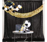 Cortina de lentejuelas negras para fotograf?a de PartyDelight para eventos especiales, fiestas, 1,8 x 2,1 m