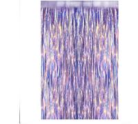 Cortina de lluvia, colorido hilo dorado degradado, decoración de fiesta para boda, cumpleaños, telón de fondo de aluminio para cabina de fotos brillante (1 x 1 m, morado)