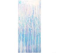Cortina de lluvia, colorido hilo dorado degradado, decoración de fiesta para boda, cumpleaños, telón de fondo de aluminio para cabina de fotos brillante (1 x 2 m, azul)