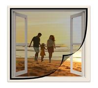 Cortina de malla para ventana con pantalla 90x120cm Sello magnético hacia arriba y hacia abajo,cierre automático,mantiene el aire fresco en el interior,Negro