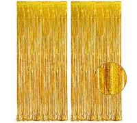 Cortina de oropel con flecos dorados, cortina de flecos de aluminio GREATRIL para decoración de fiesta para Año Nuevo, cumpleaños, Navidad, compromiso, graduación, 2026, decoraciones de fiesta
