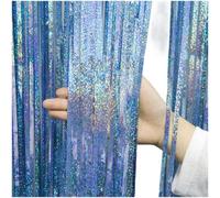 Cortina de pared brillante de 1 x 2,5 m, lámina holográfica para decoración de telón de fondo de despedida de soltera, color azul claro (2,3 azul claro de seda)