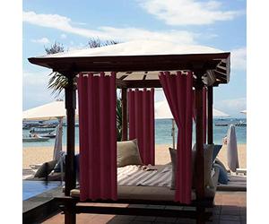 Cortina de patio al aire libre, 1 panel opaco impermeable cortina térmica aislada al aire libre para porche/pérgola/yarda/puerta corredera/cenador (rojo, 132 x 238 cm)