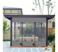 Cortina de Porta Exterior com fecho de Correr, painéis laterais de Lona de almofada Transparente impermeável para pérgula Exterior,Lona de PVC com furos, Cortinas de divisão