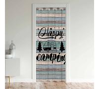 Cortina de privacidad para puerta de campamento, cortina de puerta de caravana, cortina de privacidad de madera rústica, bloqueo de calor, opaca, aislamiento térmico, cortina de oscurecimiento para d